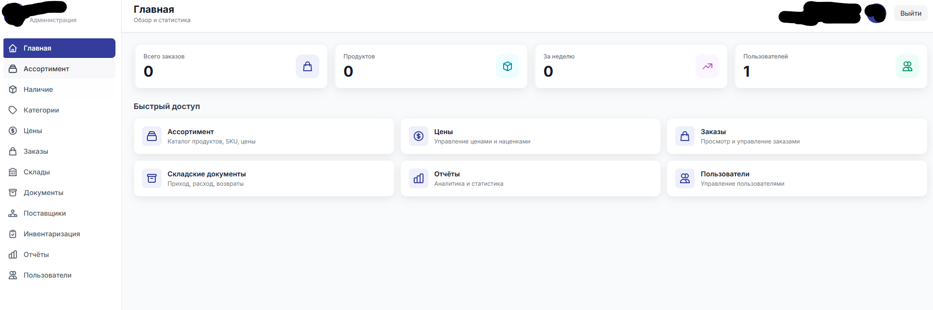 Admin Panel — Dashboard