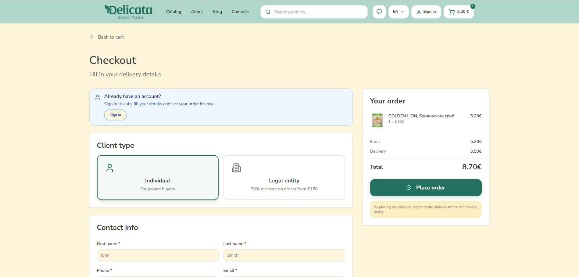 Checkout — Individual & Business